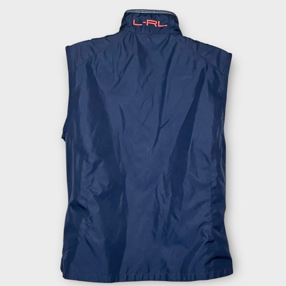 LAUREN RALPH LAUREN reversible crested navy and orange full zip vest size medium - Picture 3 of 8